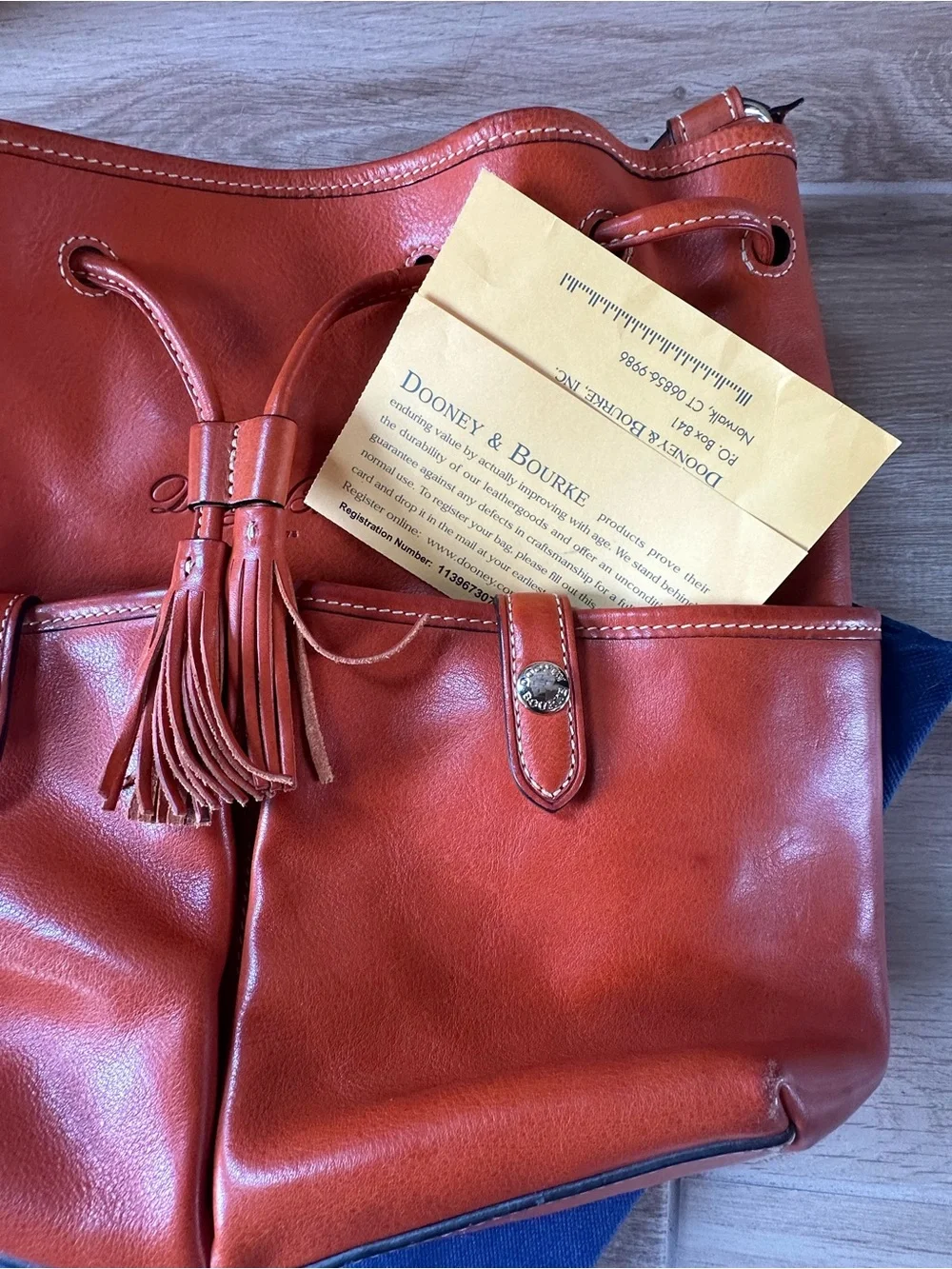 Dooney & Bourke Florentine Leather drawstring Distinguished Tassel Accents - Picture 8 of 12